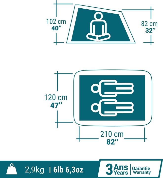 Image du produit Quechua 2 Seconds 2P (3 kg, 2 personnes)
