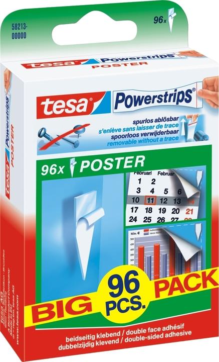 Image du produit tesa Powerstrips POSTER, Big Pack, 200g de maintien, 96x bandes adhésives double face (0.20 kg)