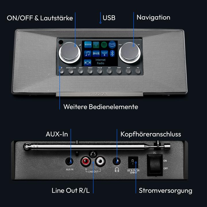 Actual product image Medion MD 89289 Stereo Internet radio grey (Web radio, DAB+, FM, Bluetooth, Wi-Fi)