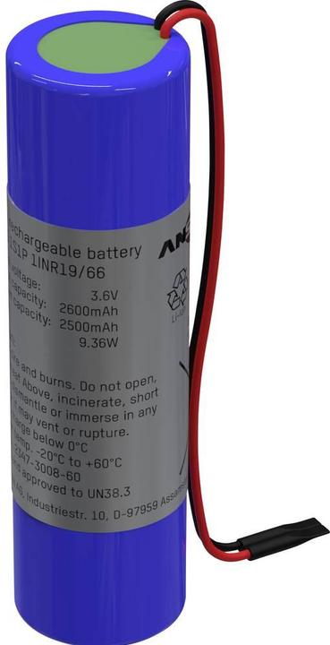 Productafbeelding Ansmann Spezial-Akku 18650 Kabel Li-Ion 3.6 V 2600 mAh (1 Pcs., 18650, 2600 mAh)