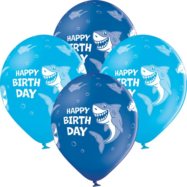 Produktbild bonacker ballonversand Haifisch Geburtstag Ballons - Premium-Qualität aus Naturkautschuk (25 x)