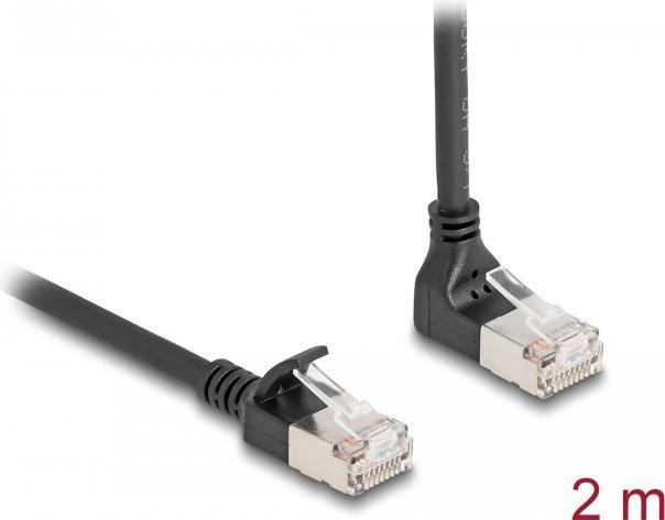Produktbild Delock RJ45 Netzwerkkabel Cat.6A S/FTP Slim 90° unten gewink (S/FTP, CAT6a, 2 m)