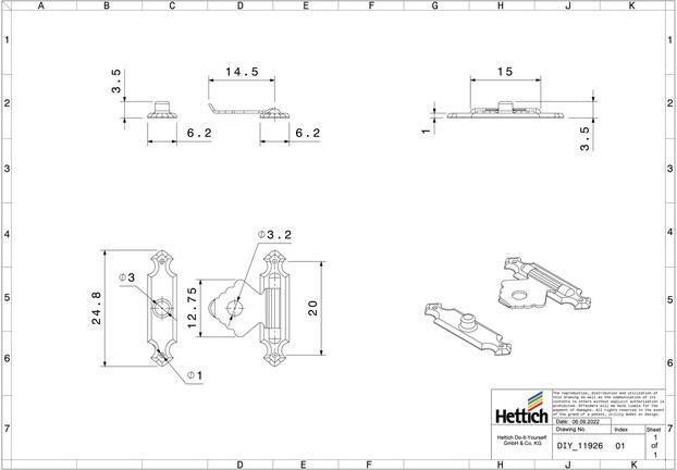 Image du produit Hettich Schatullenverschluss 18 x 25 mm