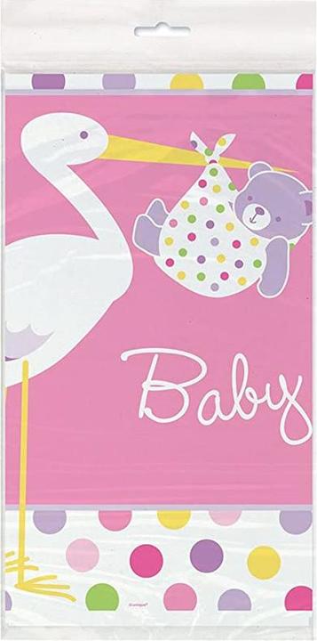 Actual product image Unique Party Plastic Stork Baby Shower Tablecloth (213.36 x 137.16 cm)