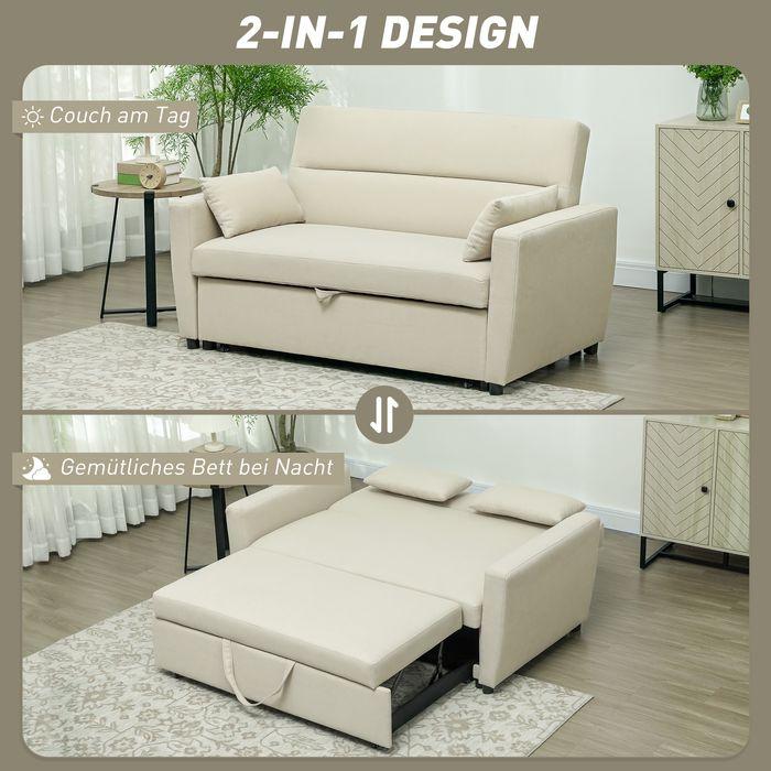 Produktbild Swisshandel24 Schlafsofa, 2-Sitzer Sofa mit Schlaffunktion, Verstellbare Rückenlehne, Beige