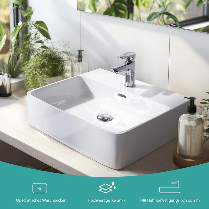 Produktbild Emke Aufsatzwaschbecken Kleines Waschbecken Handwaschbecken für Badezimmer, Rechteckig Waschplatz Au (415 mm, 425 mm)