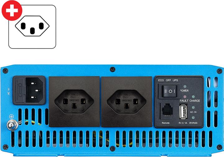 Actual product image Ective CSI 20 Sinus-Wechselrichter 2000W 24V mit Netzvorrangschaltung und Ladegerät (CH-Stecker)