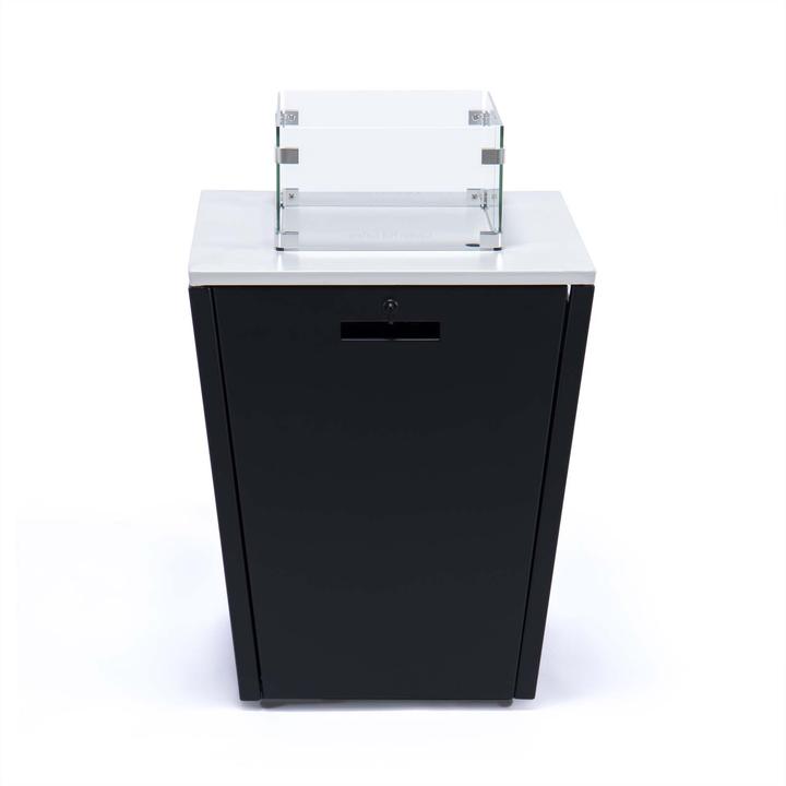 Actual product image PureHaven Fire bowl Aluminium frame Tempered glass White table top Weather & rust resistance