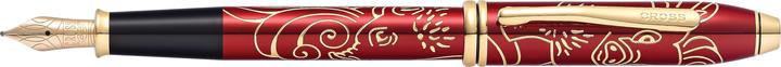 Actual product image Cross Fountain Pen Townsend Zodiac Year of the Pig 2019 (Red lacquer with 23-carat gold-plated millings)