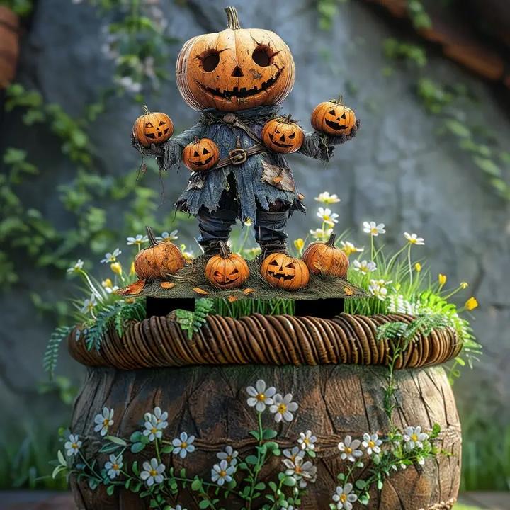 Actual product image Cbx Enchanting pumpkin head scarecrow 2D garden plug, Halloween decoration, autumn decoration