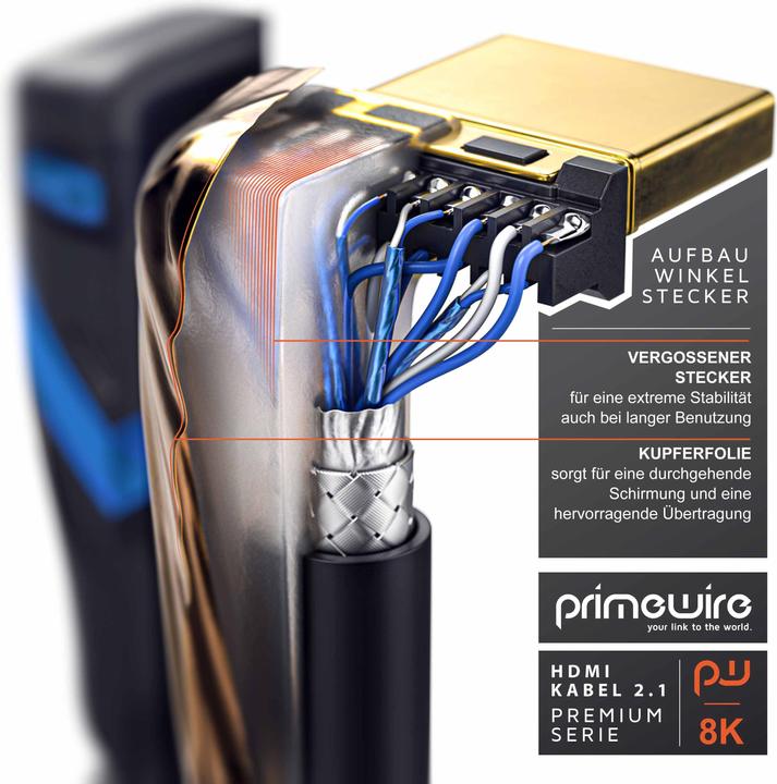 Actual product image Primewire HDMI Cable 2.1, 8K Premium UHD High Speed, 7680x4320 @ 240 Hz with DSC - 4k @ 240Hz with DSC (3 m, HDMI)
