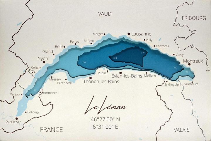 Image du produit Enjoy The Wood Le Léman - Carte marine en bois (30 x 45 cm)
