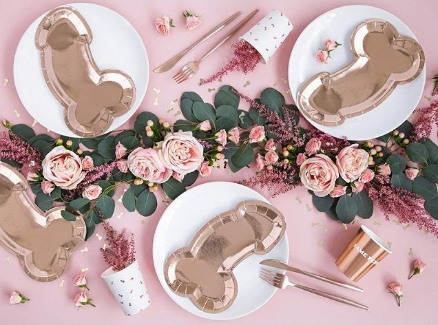Image du produit Partydeco Assiette de fête Same Penis forever en or rose