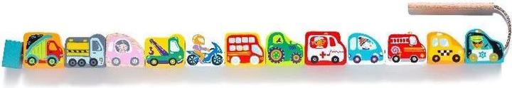 Actual product image Cubika Wood threading game flying cars (German, English, French, Italian)