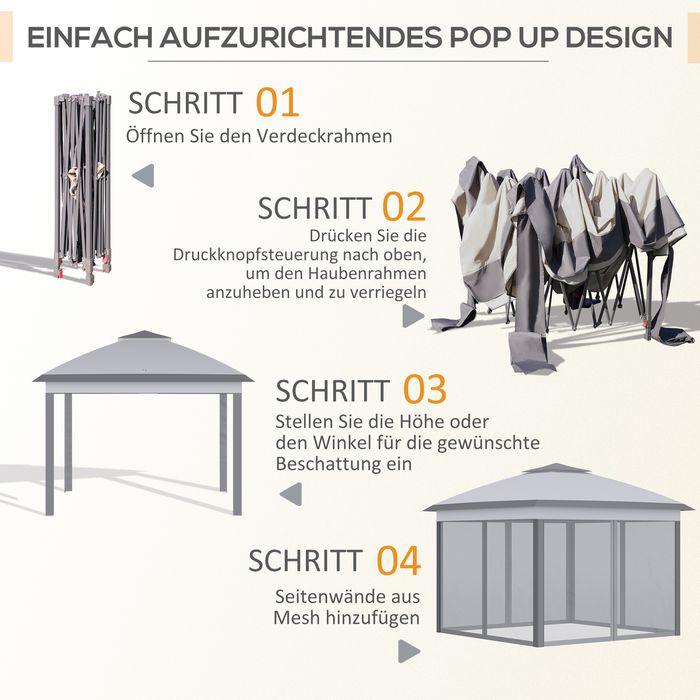 Image du produit Swisshandel24 Faltpavillon 3x3 m, 4 abnehmbare Mückennetze, Oxford-Gewebe Metall Grau (330 cm, 330 cm)