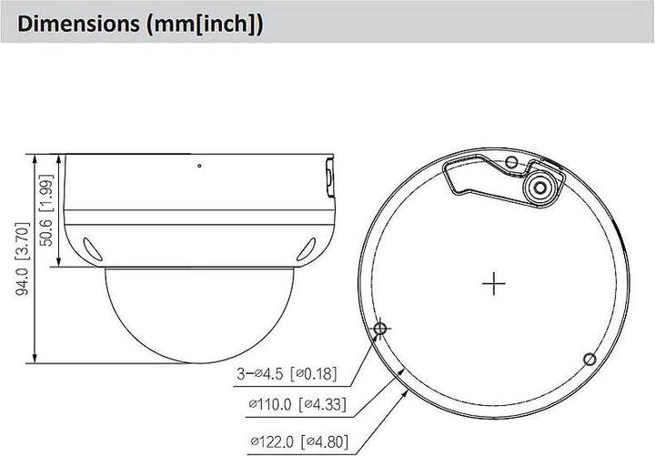 Produktbild Dahua 8MP Dome AI kamera IR 50m Schnelles Objektiv 2.8mm,1/1.8" Sensor, IPC-HDBW5842R-ASE-0280B-S3