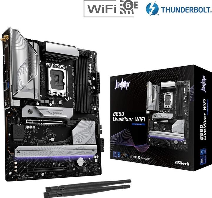 Produktbild AsRock B860 LiveMixer WiFi DDR5 Intel S retail (LGA 1851, Intel B860, ATX)