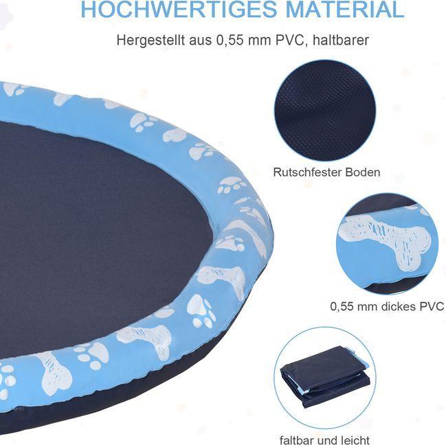Image du produit Swisshandel24 170 cm Splash Sprinkler Pad pour chiens Jeu d'eau Tapis d'arrosage Antidérapant Outdoor P (Piscine pour chiens)