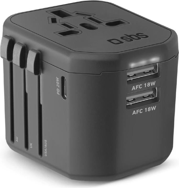 Produktbild SBS Universal travel adapter with 2 USB ports and 1 type-C PD20W