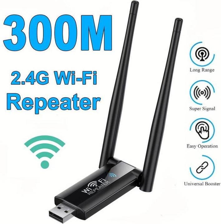 Immagine prodotto PhoneLook Ripetitore USB Wi-Fi Wireless 2.4G 300Mbps con amplificatore di segnale (300m) Booster (300 Mbit/s)