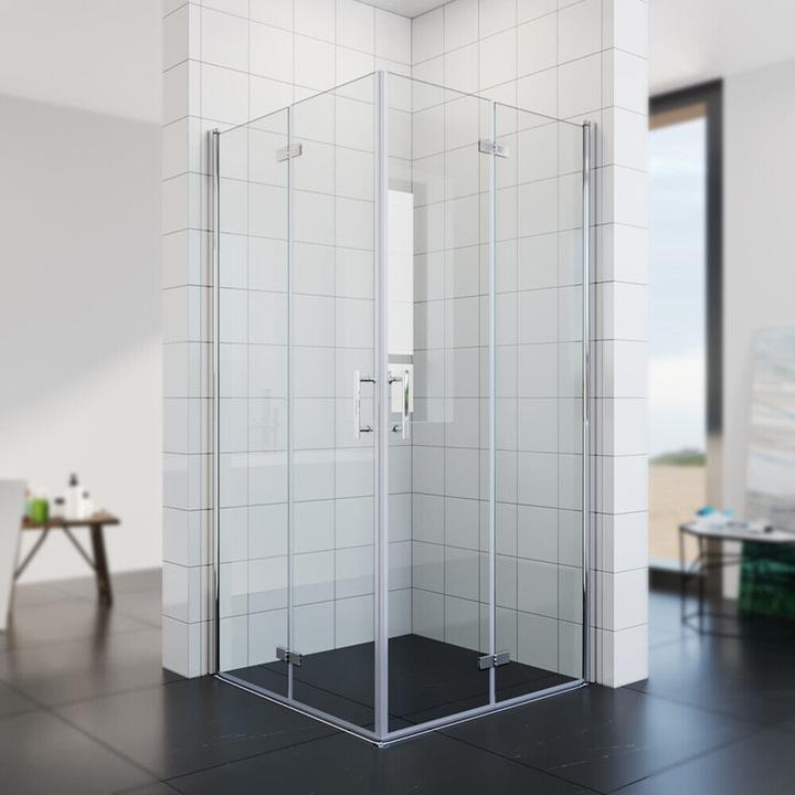 Immagine prodotto SONNI Cabina doccia ad angolo con porta a battente senza telaio 195cm 80x80cm (195 cm, 120 cm, 195 cm)
