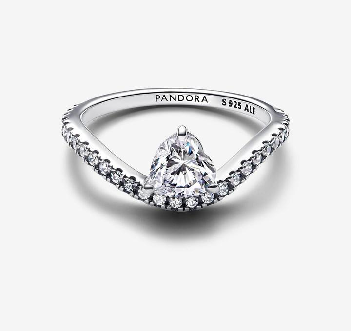 Produktbild Pandora Wavy PavÃ© Heart Ring (56, 925 Silber)