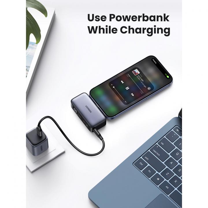 Actual product image Ugreen 5000mAh Power Bank with Built-in USB-C Connector (5000 mAh, 22.50 W, 18 Wh)