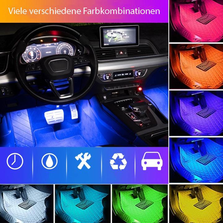 Produktbild Werkstein Auto Lichtstreifen RGB Fussraumbeleuchtung mit Sound Control 4er Set