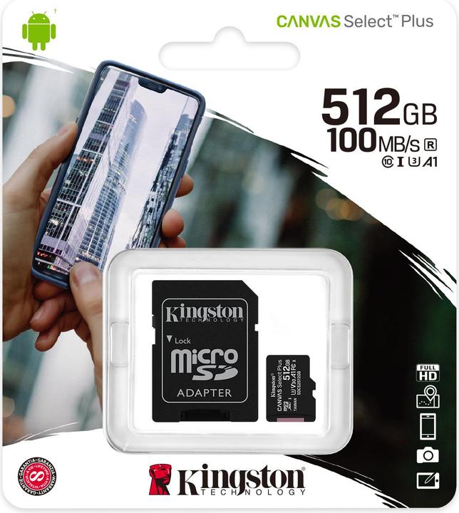 Immagine prodotto Kingston Canvas Select Plus (512 GB, microSDXC, U3, UHS-I)