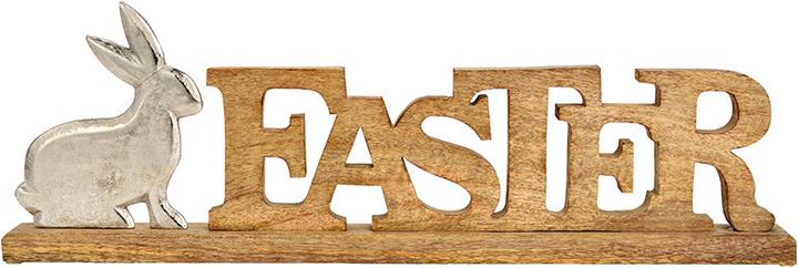 Produktbild G. Wurm Aufsteller Schriftzug, Easter, Metall Hase Dekor, aus Mangoholz natur (B/H/T) 61x20x5cm