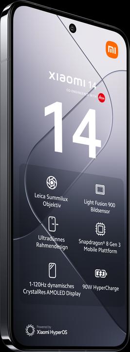 Produktbild Xiaomi 14 (512 GB, Black, 6.36", Dual SIM, 50 Mpx, 5G)