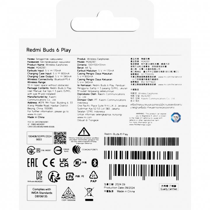 Actual product image Xiaomi Redmi Buds 6 Play Pink, BHR8775GL (No noise cancelling, 7.50 h, Wireless)