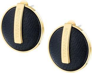 Image du produit Trussardi Unique Gold-Plated Earrings With Black Leather T-Round Tjayf01