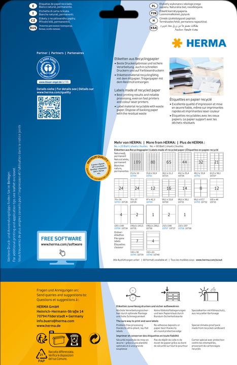 Actual product image HERMA Recycling labels A4