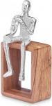 Actual product image Giftdecor silver saxophone metal figure with wooden stand (13 x 13 x 27 cm)
