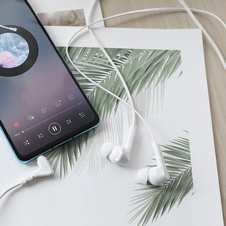 Produktbild Hoco Wired headphones wire earphones Jack 3,5 mm with microphone M72 white (Kabelgebunden)