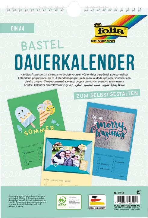 Actual product image Folia Permanent calendar A4 colored (A4, German)
