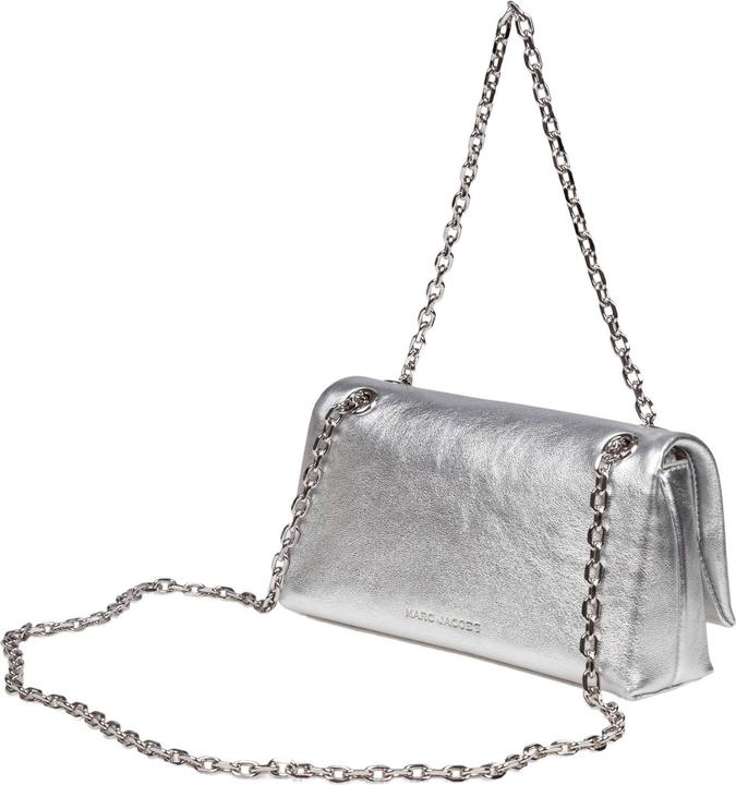Marc Jacobs laminated leather wallet bag silver color