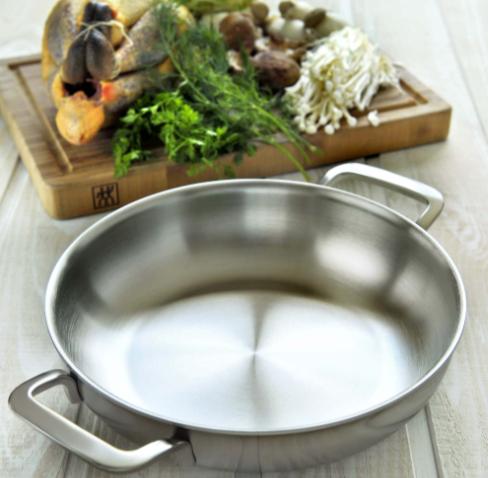 Actual product image Demeyere Multifunction frying pan 2 handles rim closed (28 cm, Frying pan, Stainless steel)