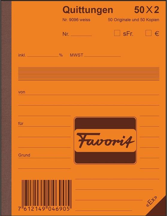 Favorit Cahier de quittances autocopiantes (100 x)