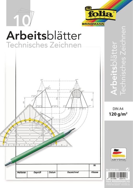 Immagine prodotto Folia Fogli di lavoro Disegno tecnico, A4, 10 pezzi (120 g/m², 1 x)