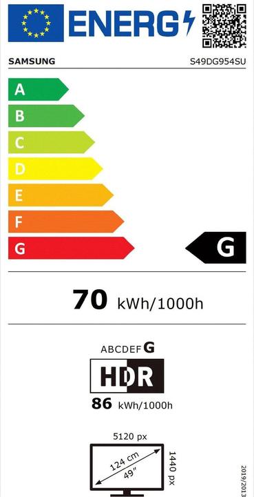 Etichetta energetica Samsung Odyssey OLED G9 G95SD (5120 x 1440 pixel, 49")