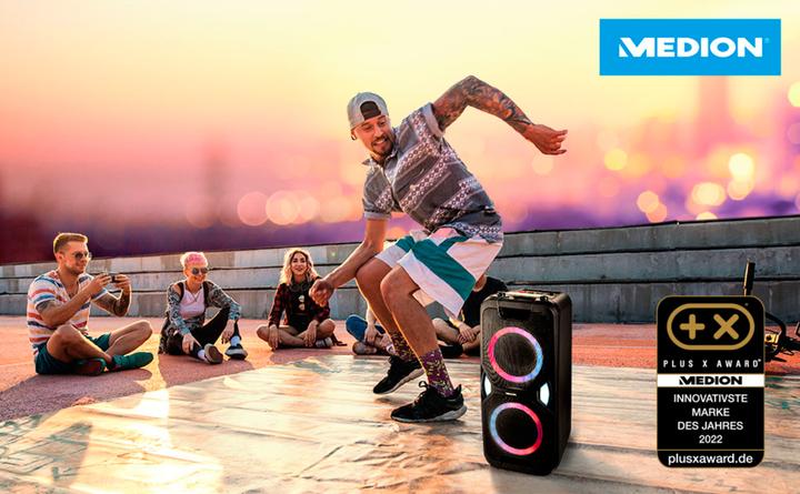 Actual product image Medion MD 44468 Party loudspeaker black (15 h, Electrical connection, Rechargeable battery operated)