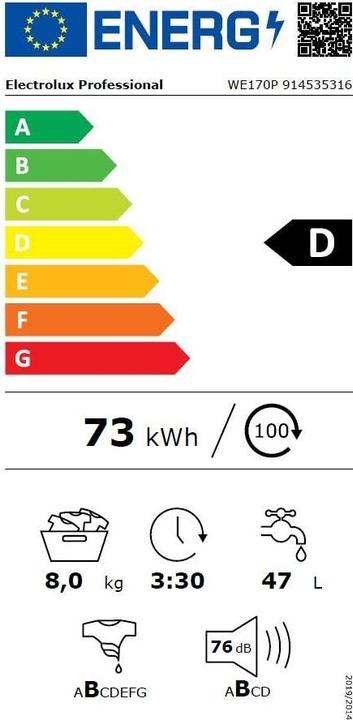 Energy Label Electrolux We170p (8 kg, Left)