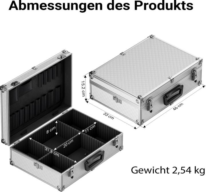 Produktbild Wiltec Alu Universalkoffer 46x33x15,2cm Werkzeugkoffer Schaumstoff Transportbox