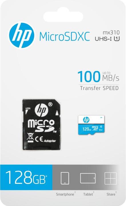 Actual product image PNY mx310 flash memory card (microSDXC-to-SD adapter included) (128 GB, microSDXC, U1, UHS-I)