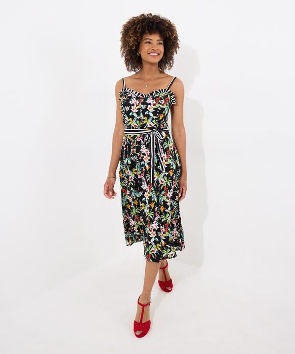 Produktbild Joe Browns Tropical Print Tie Waist Contrast Strap Knee-Length Dress (14)
