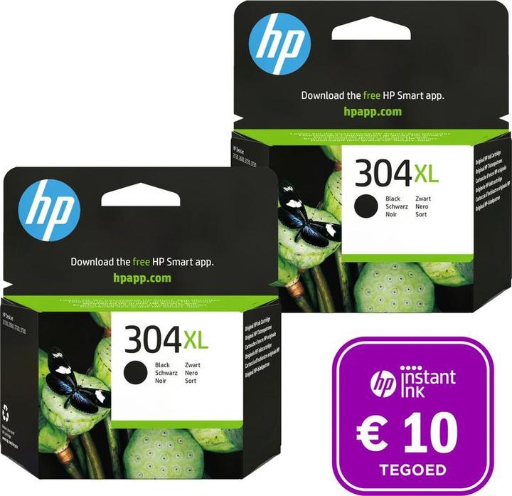 HP 304 - 2x Inktcartridge 304XL Zwart + Instant Ink tegoed