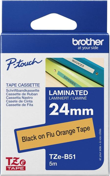 Produktbild Brother TZB51 24 Schwarz AUF Orange (2.40 cm, Orange, Schwarz)
