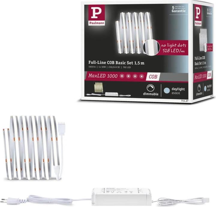 Immagine prodotto Paulmann MaxLED 1000 Set di strisce COB a linea intera (Luce del giorno, 150 cm, Interno)